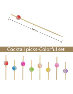 Palillos de cóctel de bambú 100PCS 11.94 cm multicolor 2