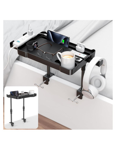 Estante Lateral para Cama CLESOO Ajustable 38.3x25.6cm Negro