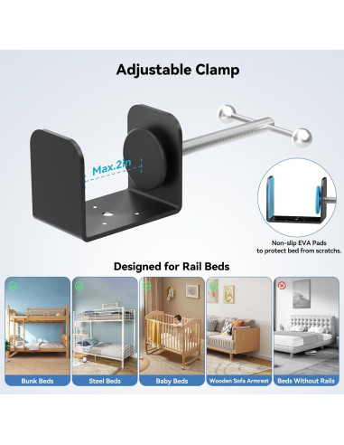 Estante Lateral para Cama CLESOO Ajustable 38.3x25.6cm Negro