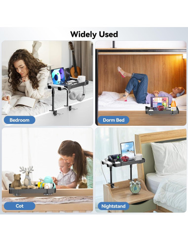 Estante Lateral para Cama CLESOO Ajustable 38.3x25.6cm Negro