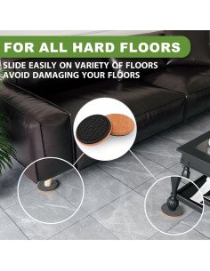 Deslizadores de Muebles RUSIDO 12.1 cm Fieltro 8 Pcs 2