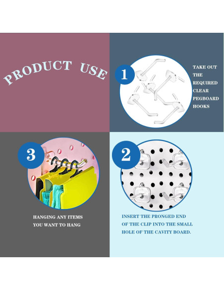 100 Ganchos de Tablero de Clavijas QuZCarious 5cm Transparentes