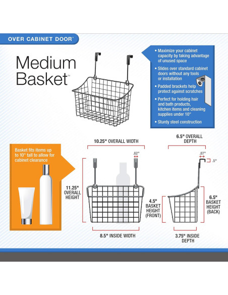 Cesta Colgante Spectrum Mediana de Alambre Bronce para Cocina y Baño