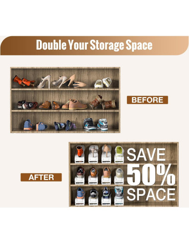 Organizador de Zapatos Neprock Blanco, Paquete de 16, Ahorra Espacio