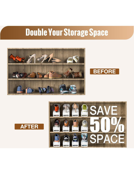 Organizador de Zapatos Neprock Blanco, Paquete de 16, Ahorra Espacio