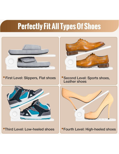 Organizador de Zapatos Neprock Blanco, Paquete de 16, Ahorra Espacio