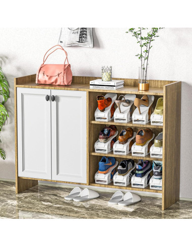 Organizador de Zapatos Neprock Blanco, Paquete de 16, Ahorra Espacio