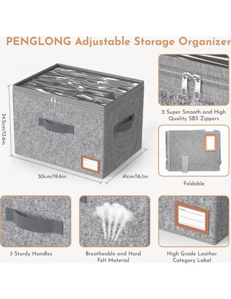 Organizador de Zapatos Ajustable PENGLONG 32 Pares Fieltro Negro