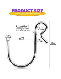 Ganchos en S HNYYZL 50Pcs Acero Inoxidable 3.5cm Plata 2