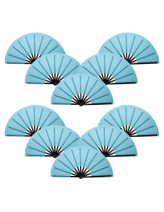 Abanicos Plegables QIRMIZI 10PCS Azul Claro 65cm para Rave