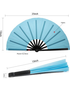 Abanicos Plegables QIRMIZI 10PCS Azul Claro 65cm para Rave 2