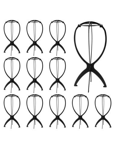 Soportes de Peluca Plegables Juexica 20 Pcs 35 cm Negro
