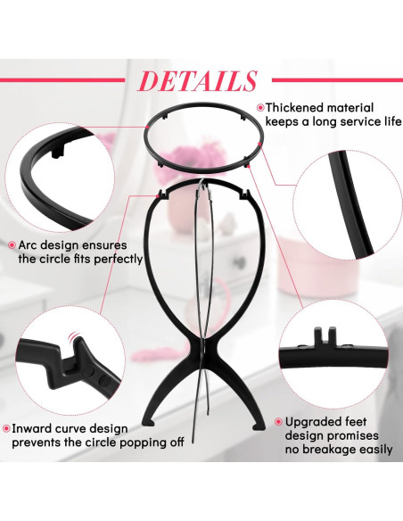 Soportes de Peluca Plegables Juexica 20 Pcs 35 cm Negro