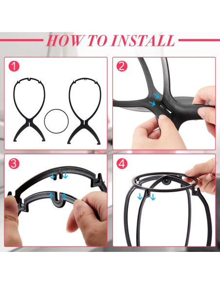 Soportes de Peluca Plegables Juexica 20 Pcs 35 cm Negro