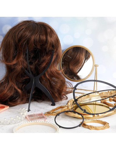 Soportes de Peluca Plegables Juexica 20 Pcs 35 cm Negro