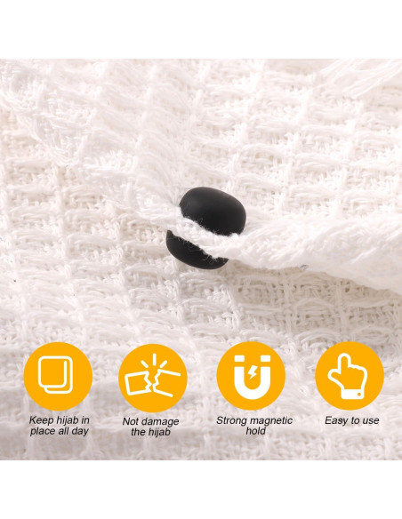 8 Pines Magnéticos para Hijab XIHIRCD - Broches Sin Pin Negros