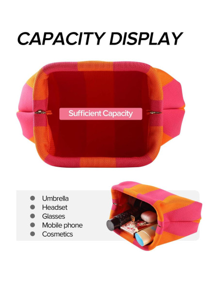 Bolsa de Dumpling Tejida Wrorou Colorblock Rosa y Verde 29x22cm