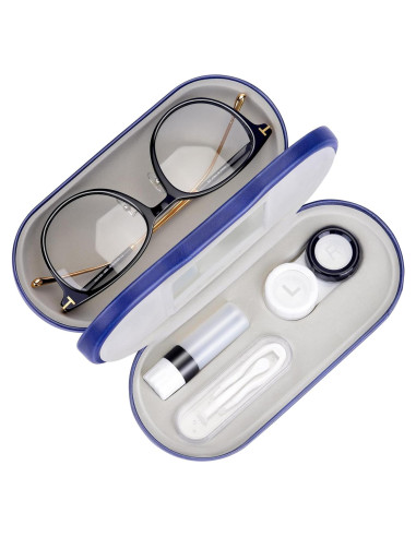 Estuche 2 en 1 Muf para Lentes de Contacto y Gafas Azul