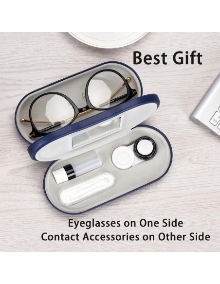 Estuche 2 en 1 Muf para Lentes de Contacto y Gafas Azul