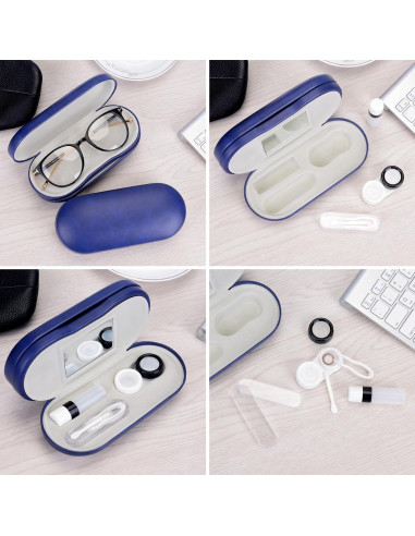 Estuche 2 en 1 Muf para Lentes de Contacto y Gafas Azul