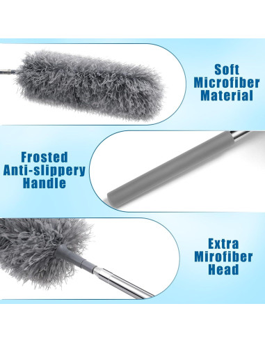 Plumero Extensible de Microfibra Tanlade 12 Pcs 33-79 cm Gris
