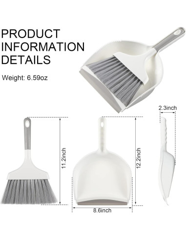 4 Sets Mini Escoba y Recogedor Zopeal para Limpieza Hogar