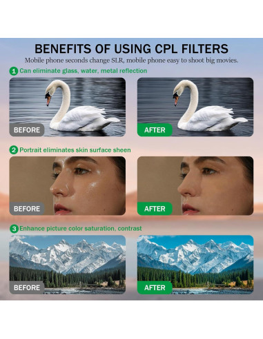 Filtro Polarizador Circular 52mm EYSOFT para Smartphone