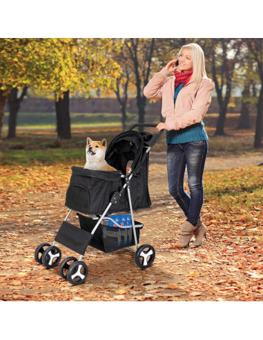 Carrito para Mascotas Nova Negro Plegable 15 kg 4 Ruedas