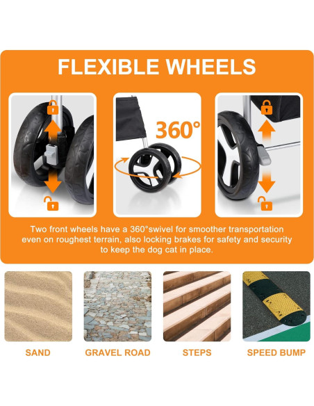 Carrito para Mascotas Nova Negro Plegable 15 kg 4 Ruedas