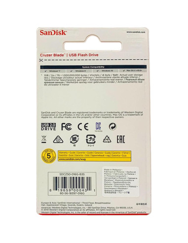 SanDisk 16GB Cruzer Blade USB Flash Drive Clase 10