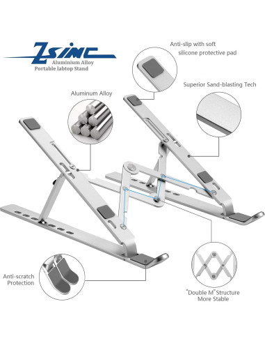 Soporte para Laptop ZSIMC de Aluminio Ajustable Plegable 10-15.6"