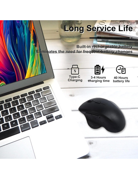 Ratón Vertical Inalámbrico Ergonómico CHUYI Negro 3 DPI Ajustables Ratón Vertical Inalámbrico Ergonómico CHUYI Negro 3 DPI Ajustables