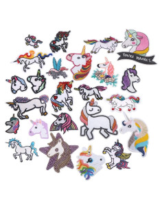 24 Parches Bordados Unicornio Arcoíris CCINEE para Ropa