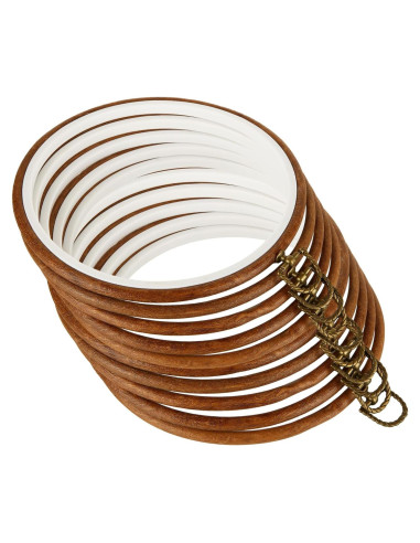 10 Aros de Bordado Redondos LOYORTY 21 cm Imitación Madera