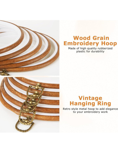 10 Aros de Bordado Redondos LOYORTY 21 cm Imitación Madera