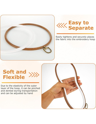 10 Aros de Bordado Redondos LOYORTY 21 cm Imitación Madera