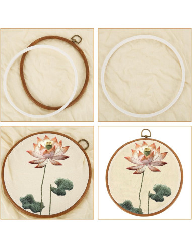 10 Aros de Bordado Redondos LOYORTY 21 cm Imitación Madera