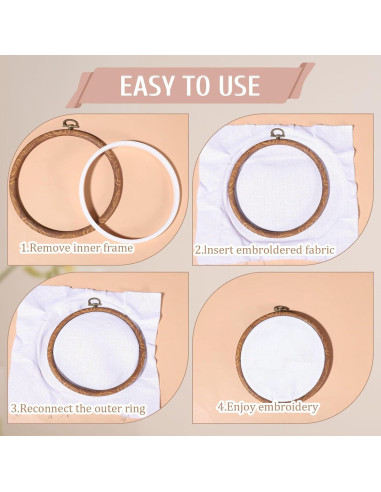 9 Aros de Bordado Imitación Madera Josojoou - Varios Tamaños