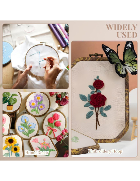 9 Aros de Bordado Imitación Madera Josojoou - Varios Tamaños