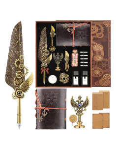 Juego de Caligrafía GrnVibe con Pluma de Pavo Real y Tinta