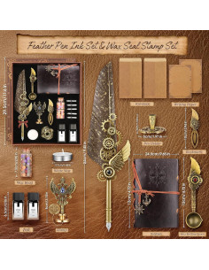 Juego de Caligrafía GrnVibe con Pluma de Pavo Real y Tinta 2