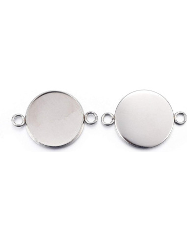 100 Piezas Bandeja Conectores Pendientes Craftdady 20mm Acero Inoxidable