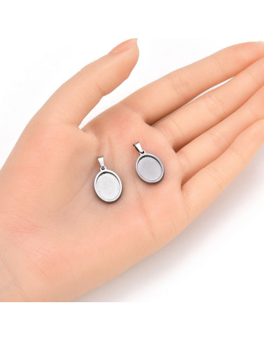 10 Tazas Bezel Acero Inoxidable Adabele 14mm x 10mm Joyería