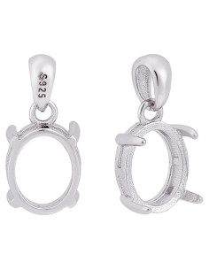 2 Piezas de Encantos Ovalados 925 Plata Esterlina para DIY