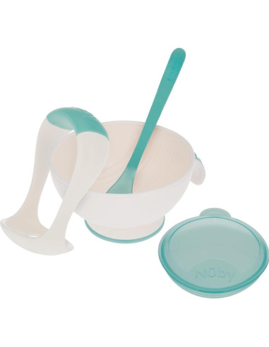 Tazón Nuby Garden Fresh Mash N' Feed con triturador y cuchara