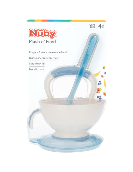 Tazón Nuby Garden Fresh Mash N' Feed con triturador y cuchara