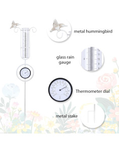 MUMTOP Pluviómetro y Termómetro de Jardín 91.4 cm Metal 2