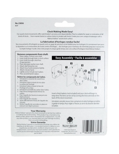 Kit de Reloj Walnut Hollow 3 Piezas para Superficies 6.35 mm