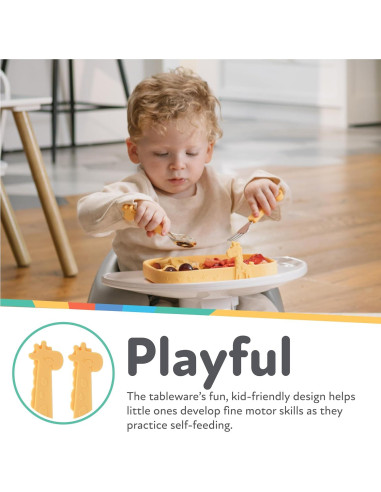 Juego de Tenedor y Cuchara Nuby Jirafa Amarilla 12+ Meses