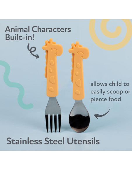 Juego de Tenedor y Cuchara Nuby Jirafa Amarilla 12+ Meses